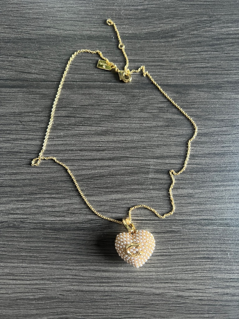 Coach Gold Pearl Heart Locket Necklace - Women's Jewelry